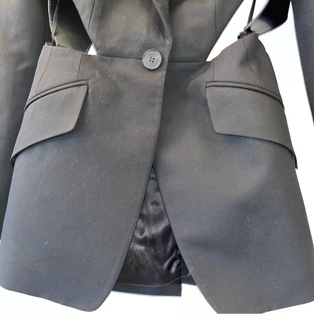 Alexander McQueen Black Blazer Leather Harness Cutout 2 Formal NWOT 🟡 - Picture 12 of 14